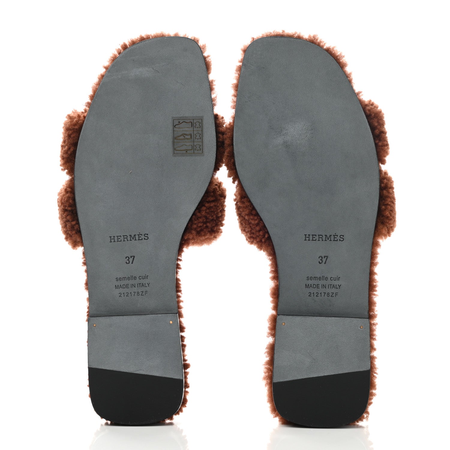 Hermes Woolskin Oran Sandals 37 Cognac 5 of 8