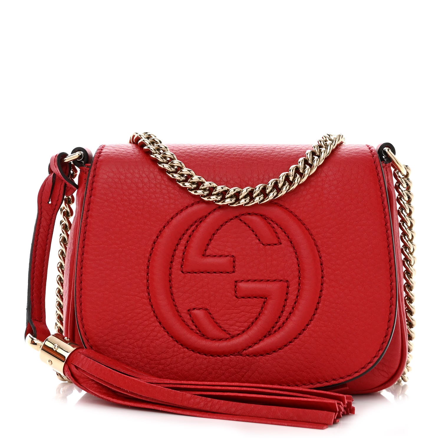 Gucci Pebbled Calfskin Small Soho Flap Crossbody Red 1 of 10