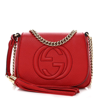 Gucci Pebbled Calfskin Small Soho Flap Crossbody Red 1 of 10