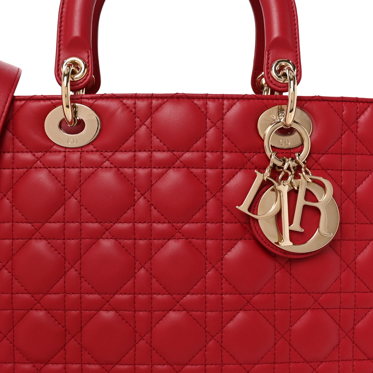 Lambskin Cannage Large Lady Dior Red
