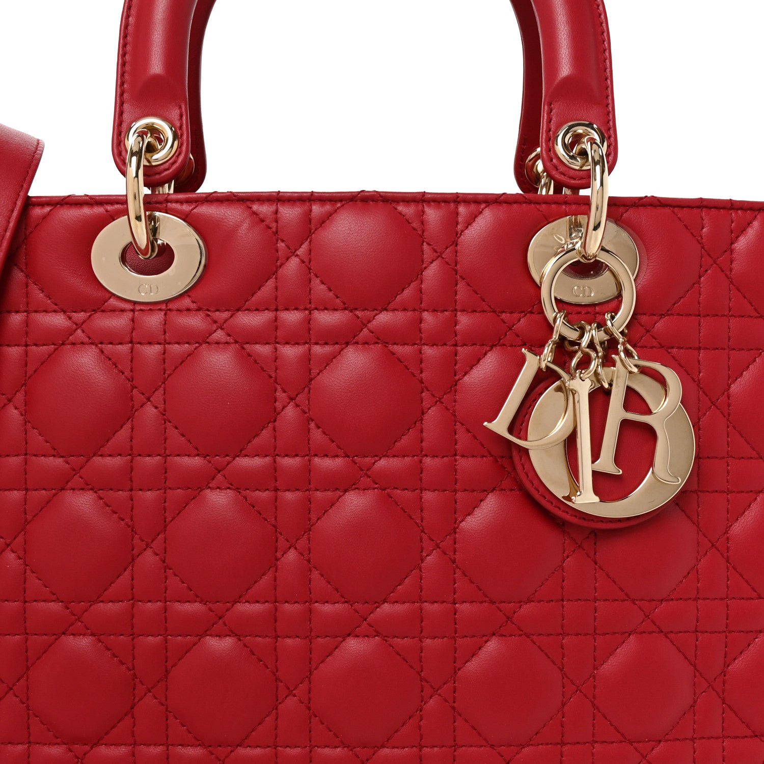 Christian Dior Lambskin Cannage Large Lady Dior Red 8 of 10