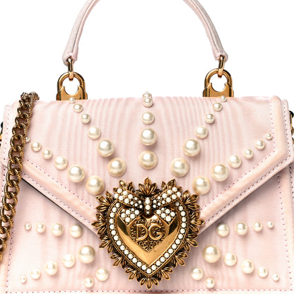 Dolce & Gabbana Moire Pearl Embellished Small Devotion Top Handle Bag Pink 7 of 17