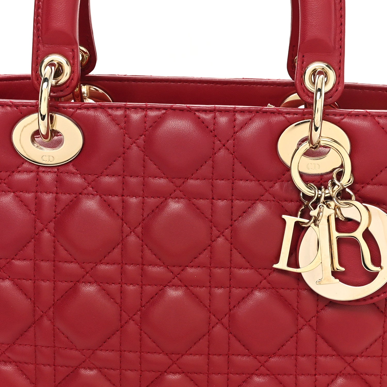 Christian Dior Lambskin Cannage Medium Lady Dior Red 8 of 11