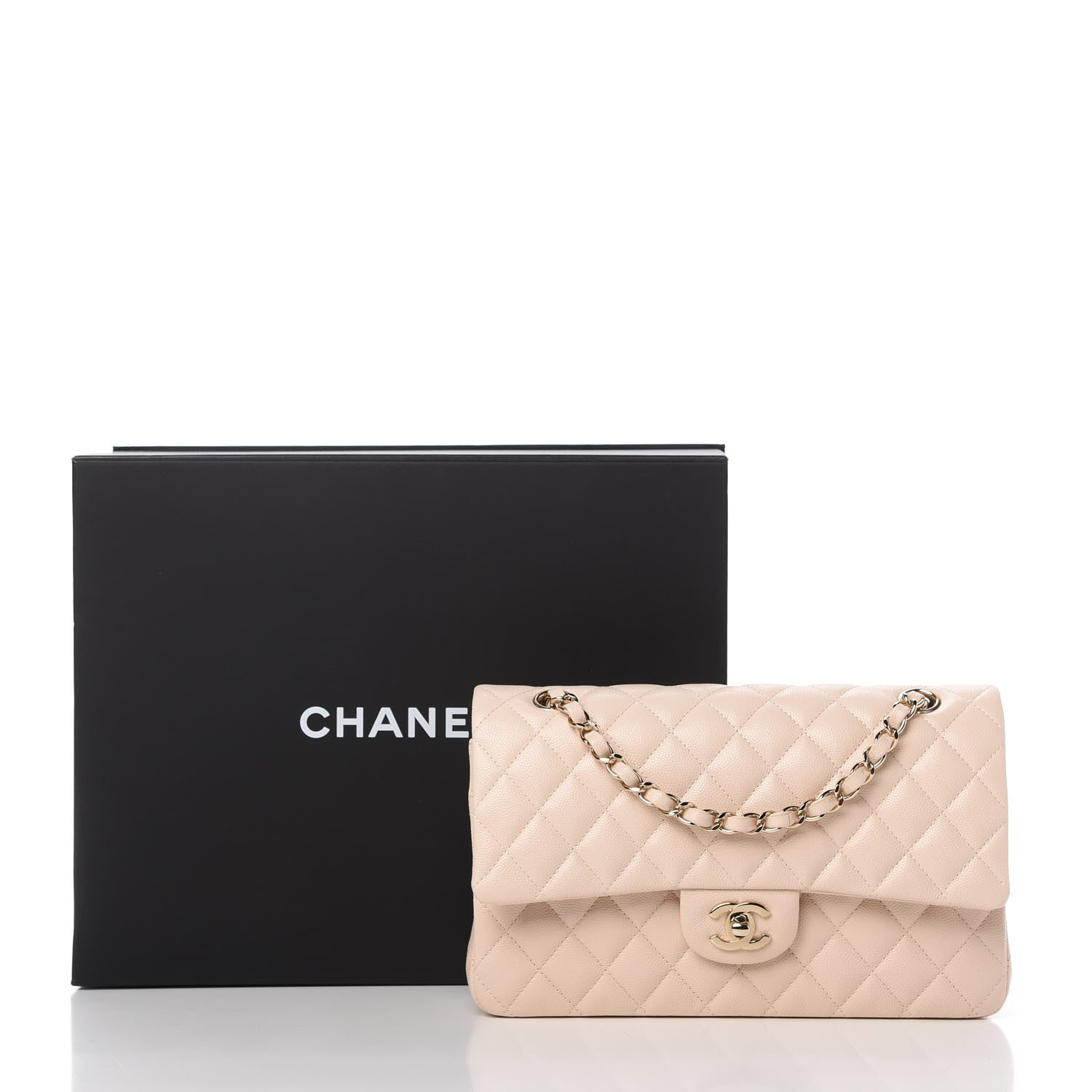 Chanel Caviar Quilted Medium Double Flap Light Beige 11 of 11
