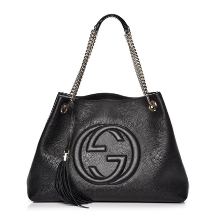 Gucci Pebbled Calfskin Medium Soho Chain Shoulder Bag Black 1 of 7