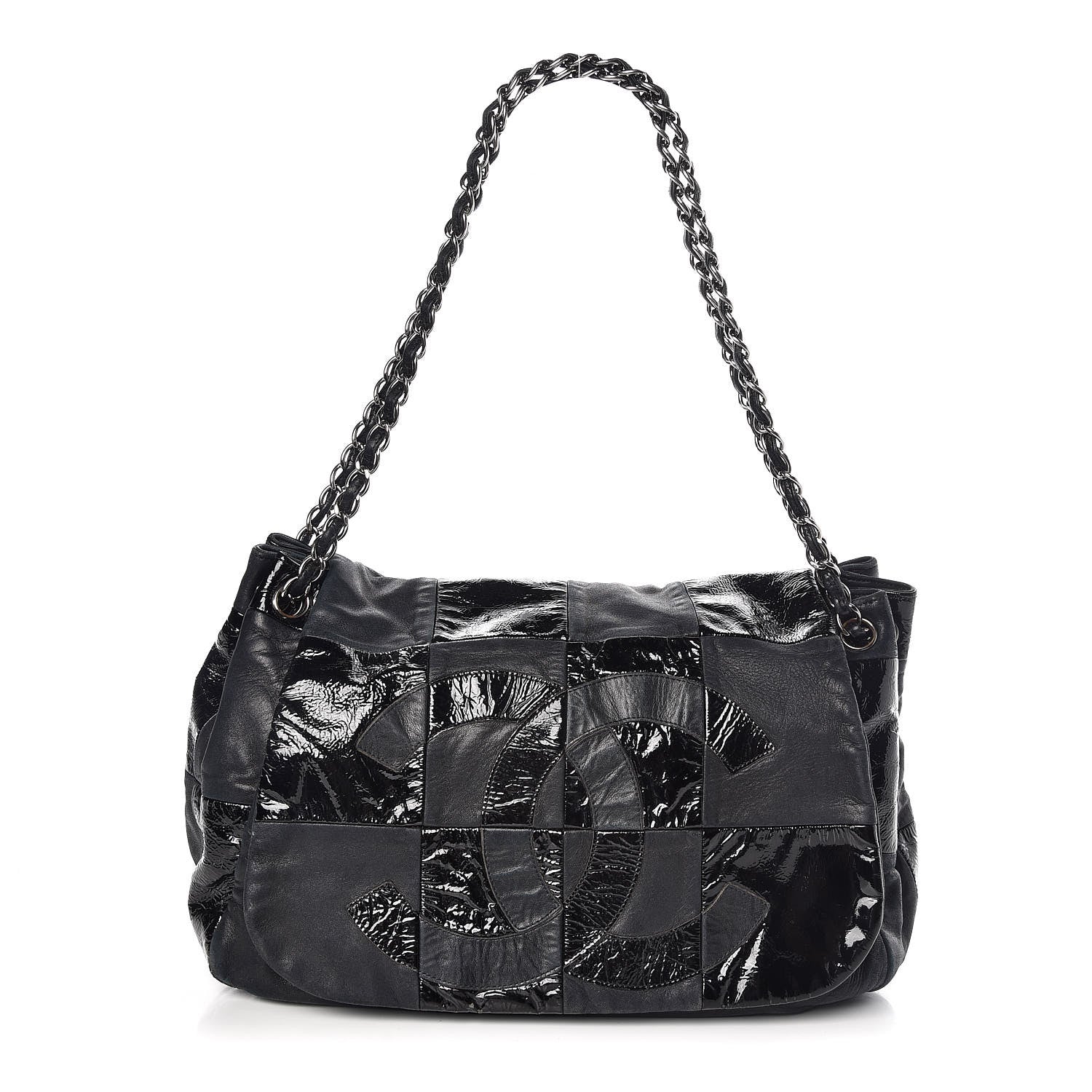 Chanel Lambskin Patent Calfskin Brooklyn Patchwork Flap Black 1 of 10