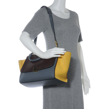 Celine Calfskin and Suede Small Tri-Color Trapeze Burgundy 2 of 8