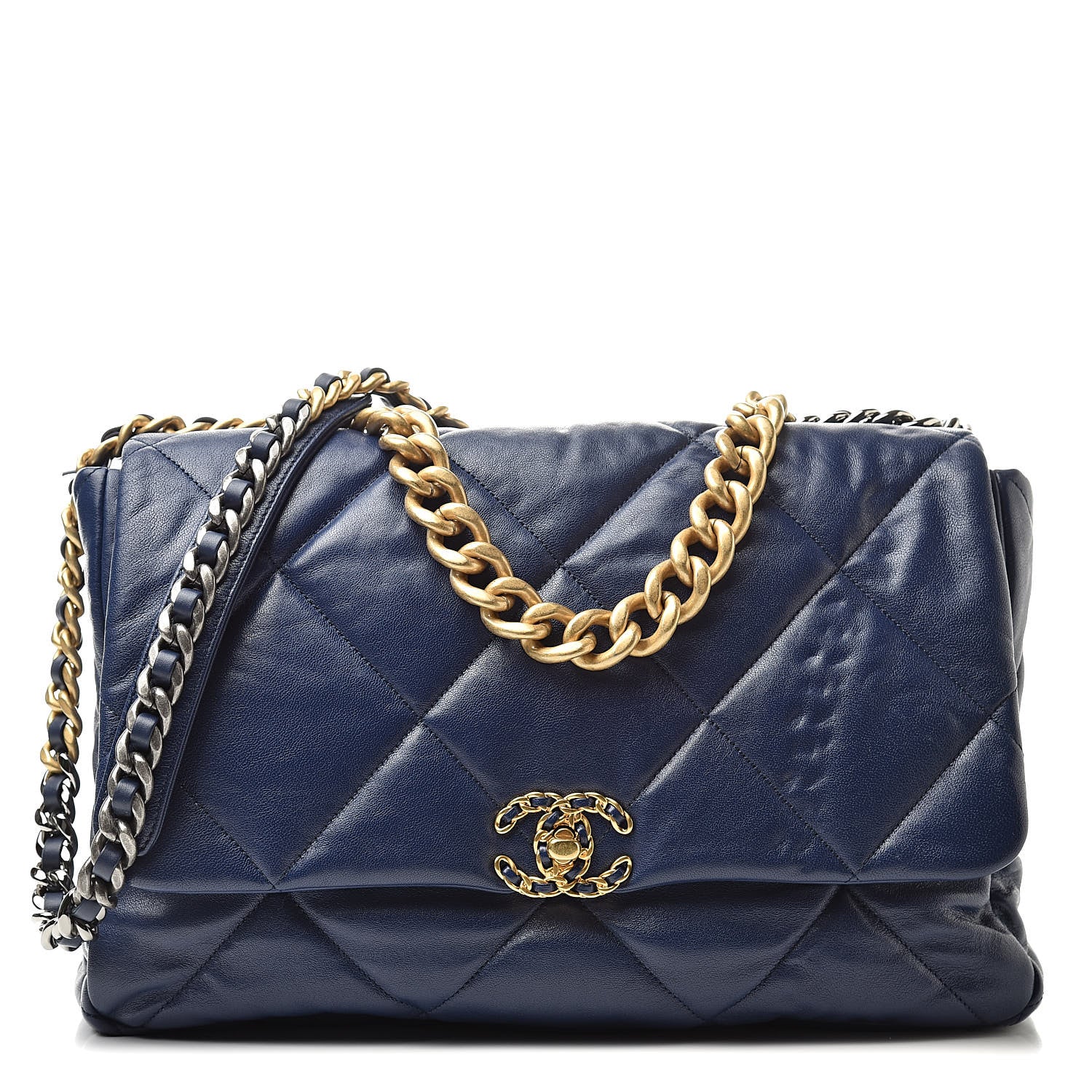 Chanel Goatskin Quilted Maxi 19 Flap Dark Blue 1 of 10