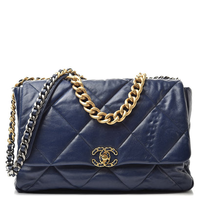 Chanel Goatskin Quilted Maxi 19 Flap Dark Blue 1 of 10