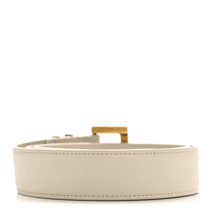 Saint Laurent Smooth Calfskin Monogram Square Buckle Belt 80 32 Crema Soft 2 of 8