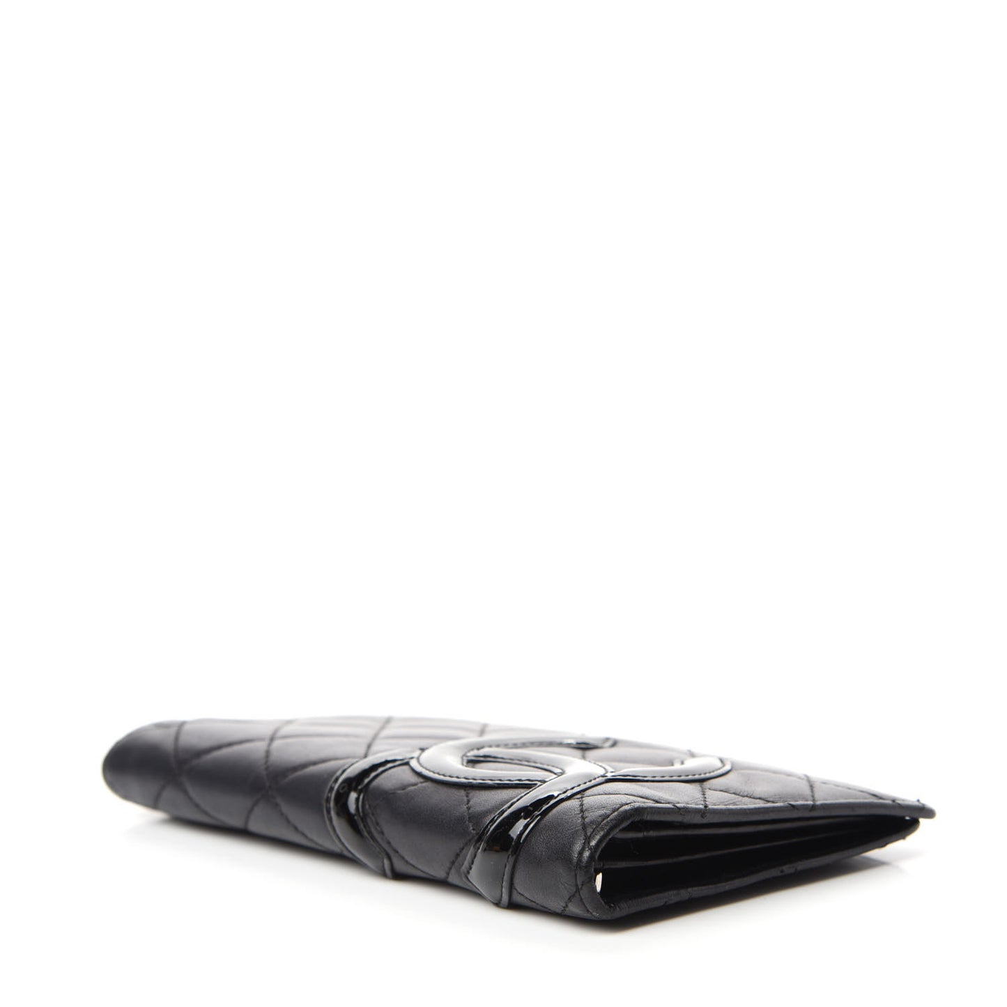 Calfskin Quilted Cambon Yen Wallet Black