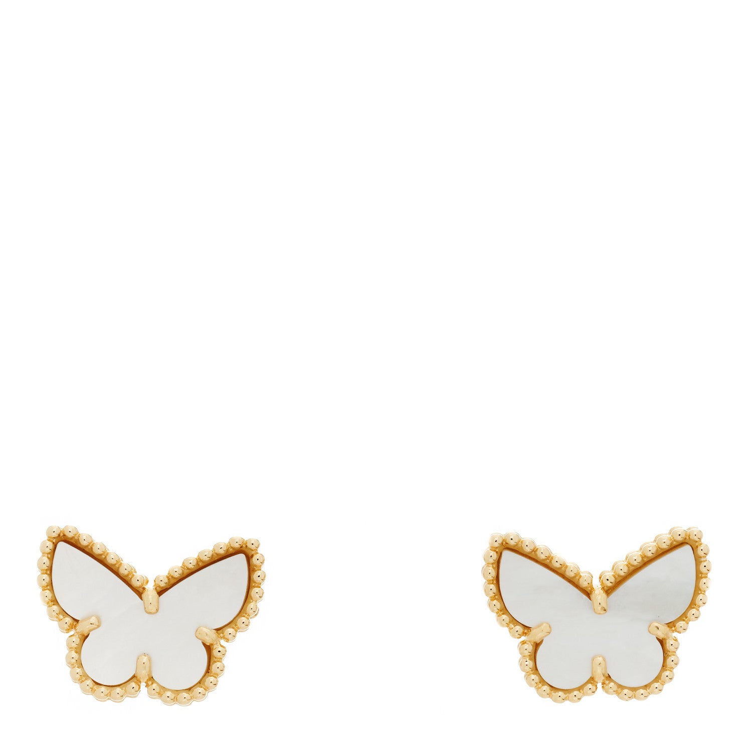 Van Cleef & Arpels 18K Yellow Gold Mother of Pearl Sweet Alhambra Butterfly Earrings 1 of 5