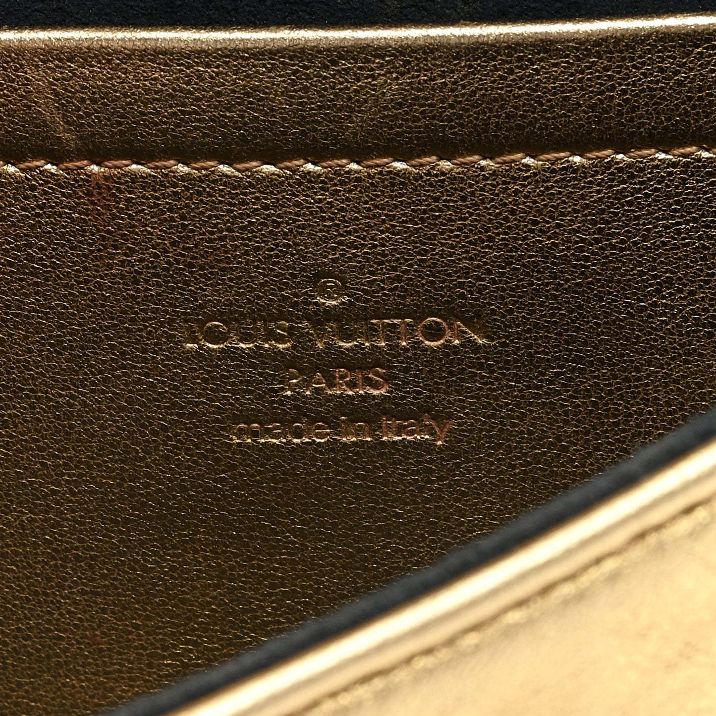 Metallic Lambskin Embossed Monogram Pochette Coussin Gold