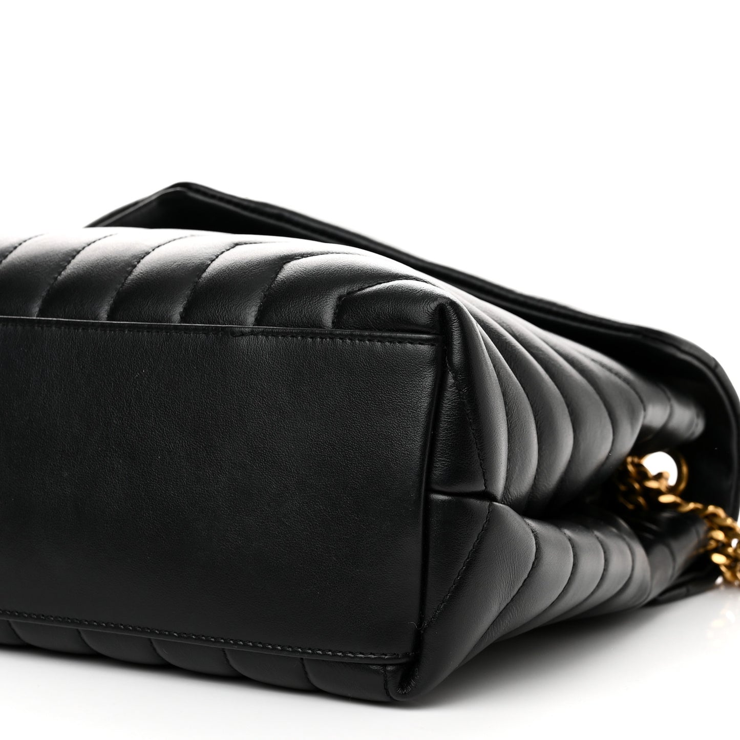 Calfskin Y Quilted Monogram Medium Loulou Chain Satchel Black