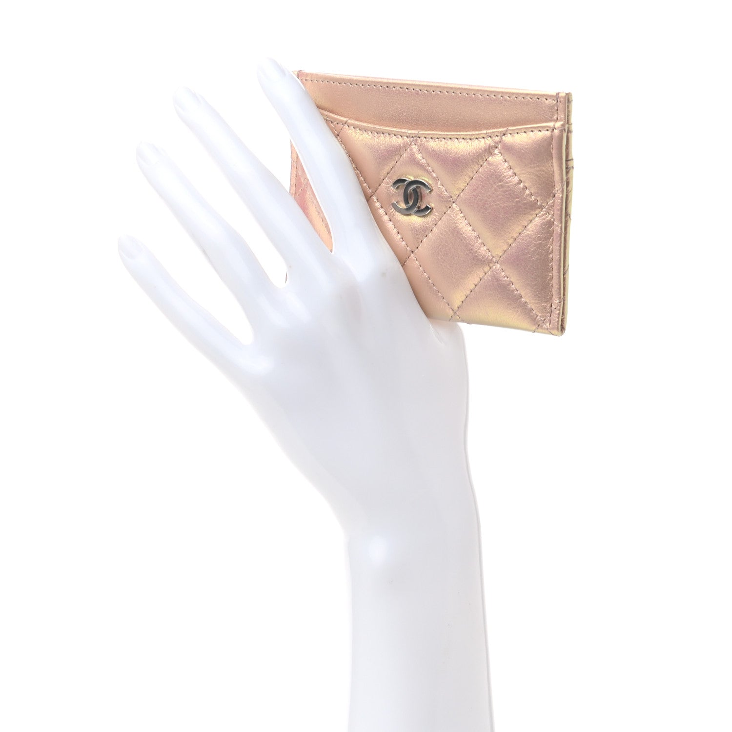 Chanel Iridescent Calfskin Quilted Card Holder Pink 2 of 8