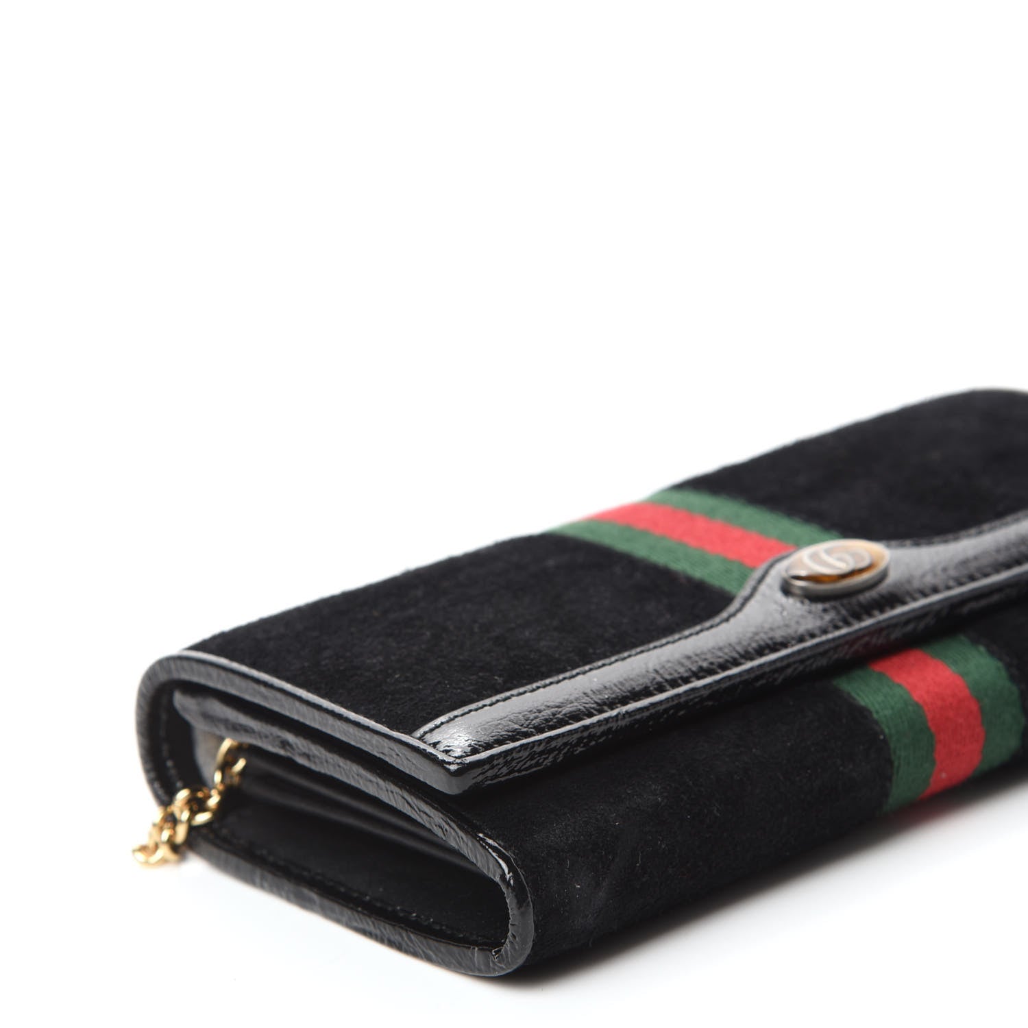 Gucci Suede Patent Web Ophidia Wallet On Chain Black 6 of 10