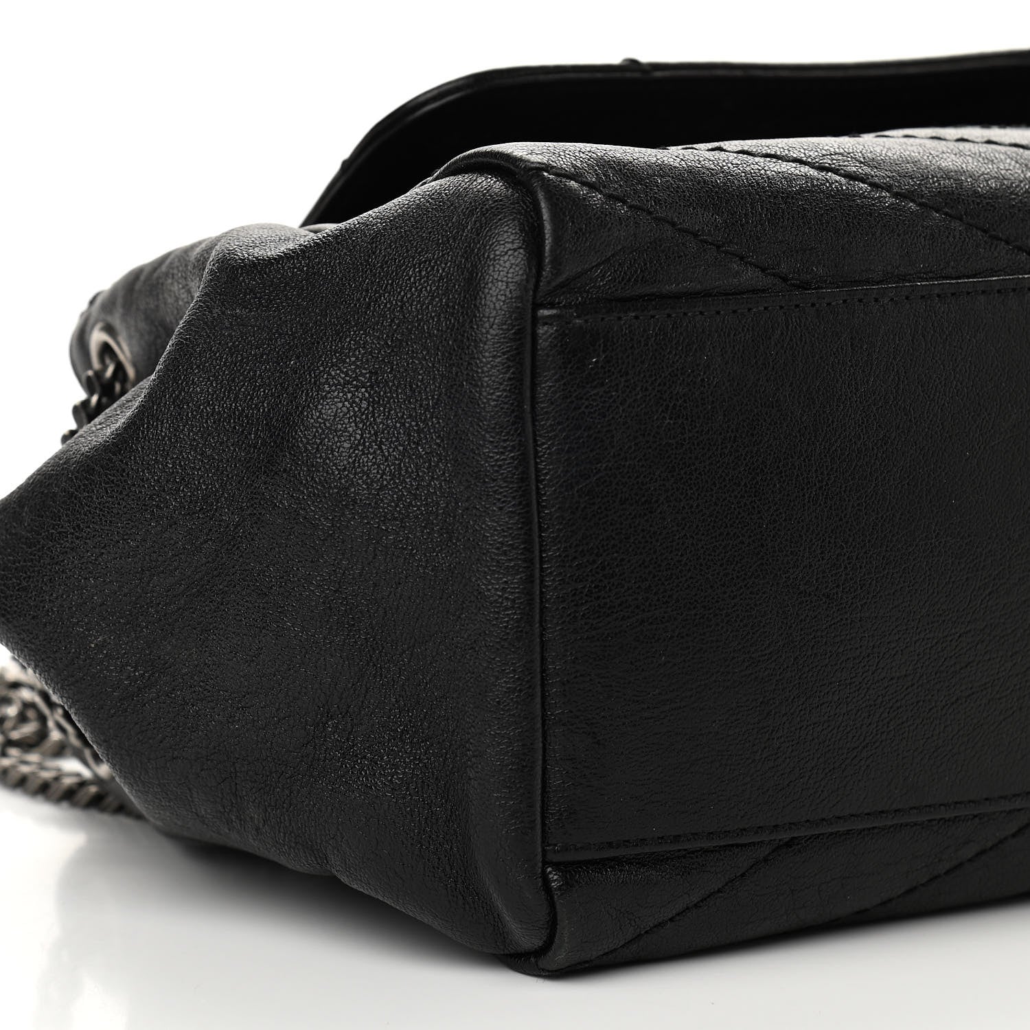 Saint Laurent Pebbled Lambskin Chevron Monogram Small Nolita Black 8 of 12