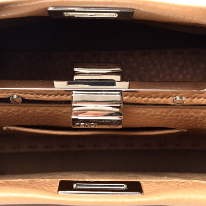 Fendi Cuoio Romano Selleria Elaphe Lace Up Mini Peekaboo Iconic Satchel Miele Scuro Natural 6 of 10