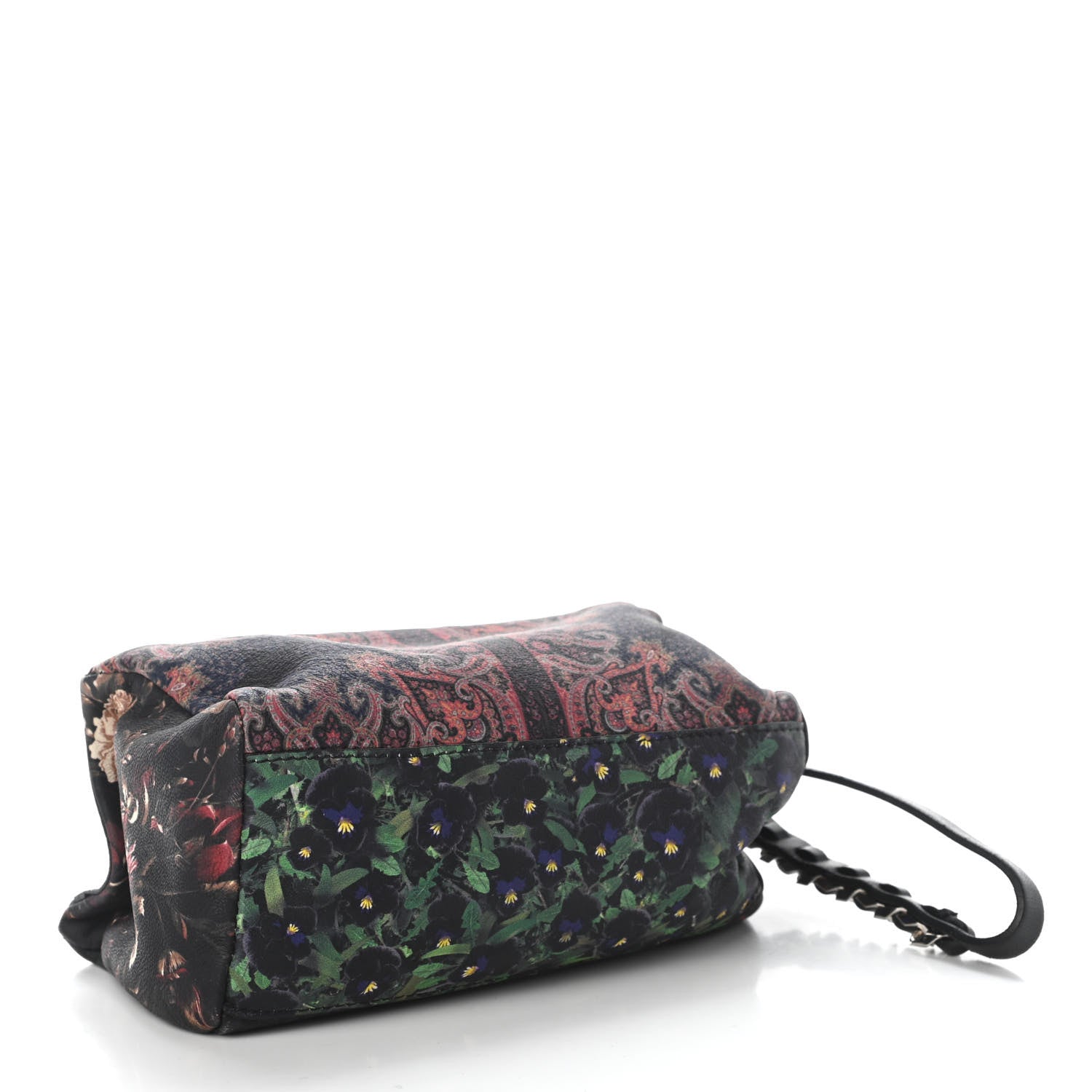 Givenchy Rubber Effect Calfskin Floral Print Pandora Wristlet Black Multicolor 3 of 7