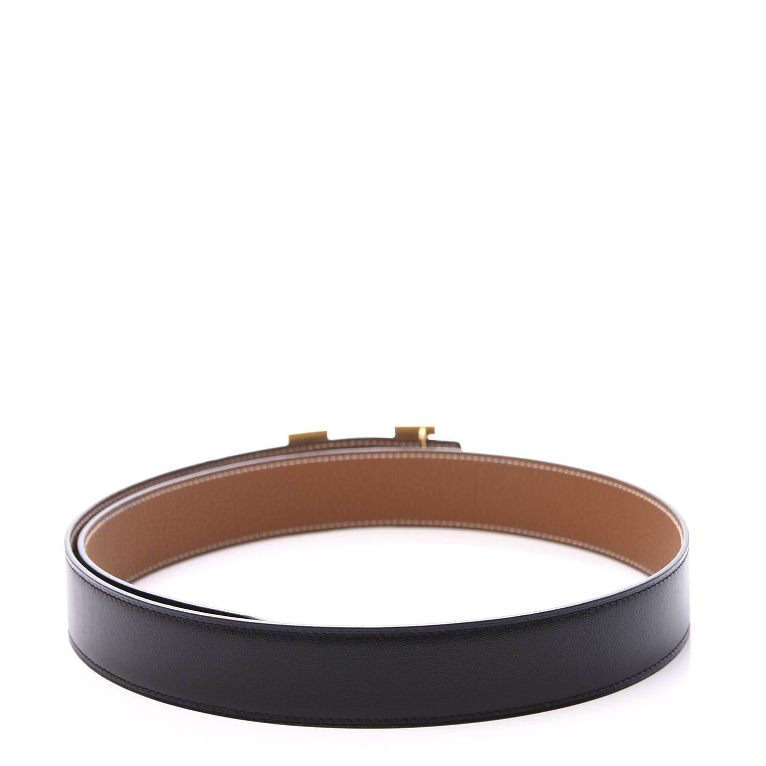 Hermes Box Togo 32mm H Belt 80 Black Gold 2 of 8