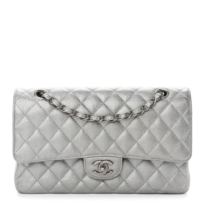Chanel Metallic Caviar Quilted Medium Double Flap Silver 1 of 11