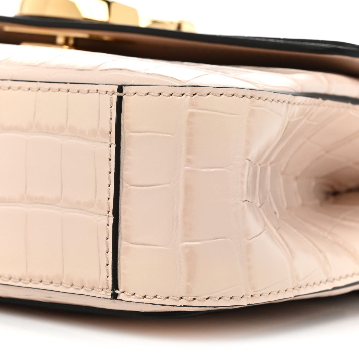 Chloe Calfskin Crocodile Embossed Small C Double Carry Cement Pink 8 of 13