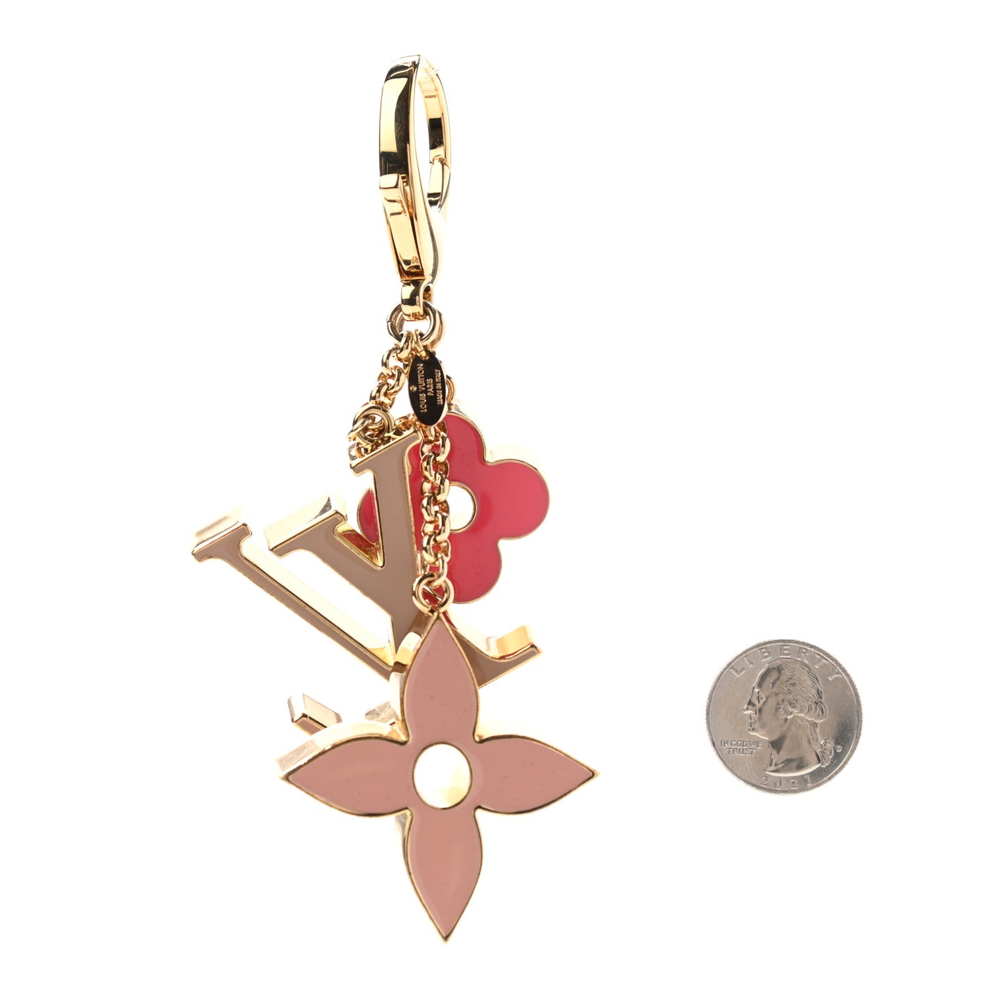 Fleur De Monogram Bag Charm Pink