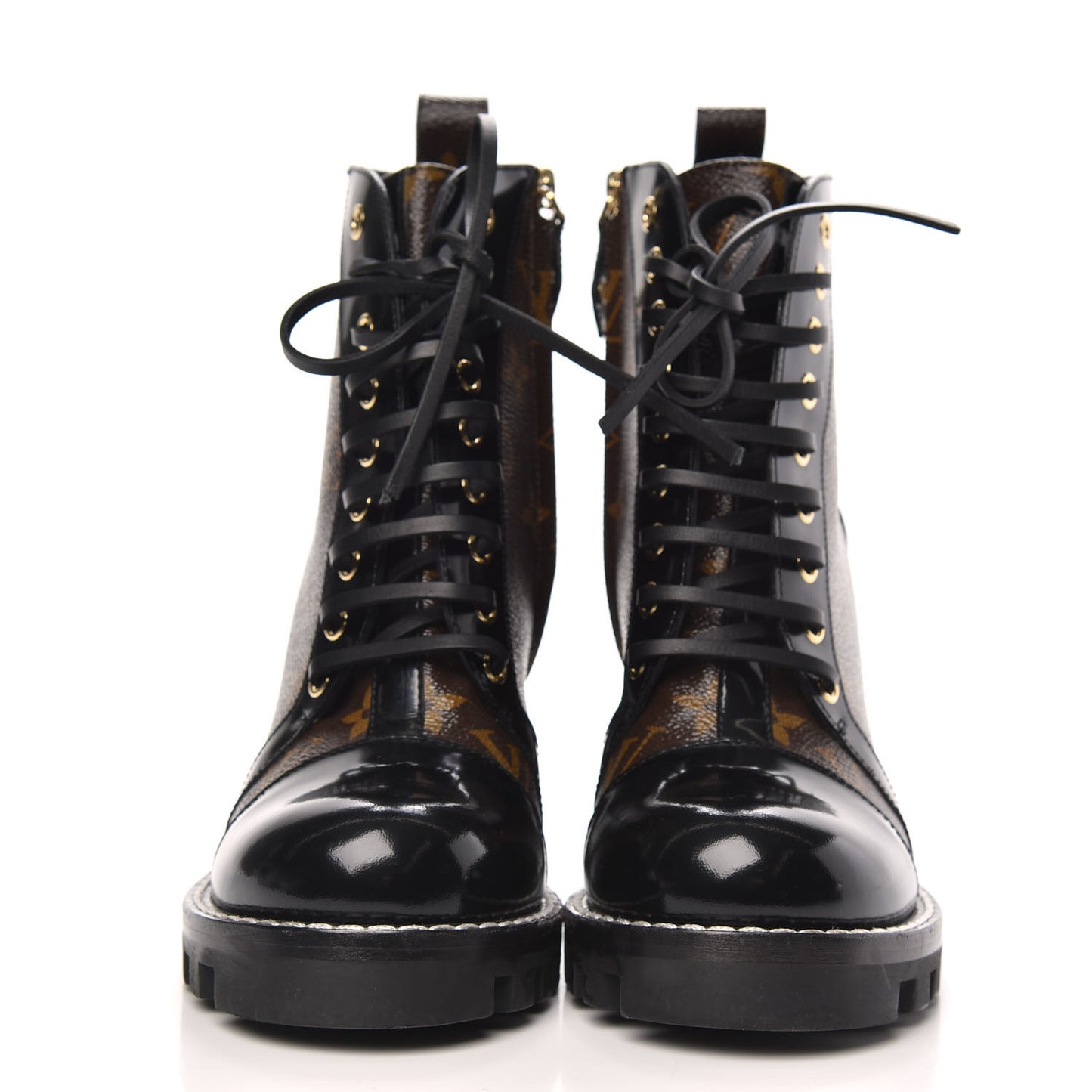 Patent Calfskin Monogram Star Trail Ankle Boots 38 Black