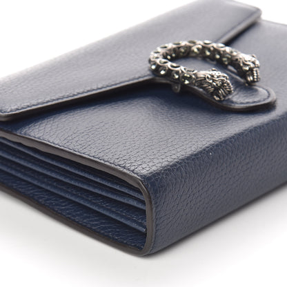 Gucci Dollar Calfskin Crystal Mini Dionysus Chain Wallet Blue Agata Black Diamond 8 of 9