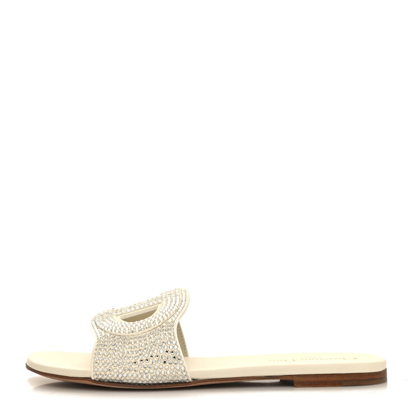 Crystal Calfskin D-Club Mule Sandal 39 White