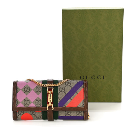 Gucci GG Supreme Monogram Geometric Web Jackie 1961 Chain Wallet Beige Multicolor Brown Sugar 10 of 10