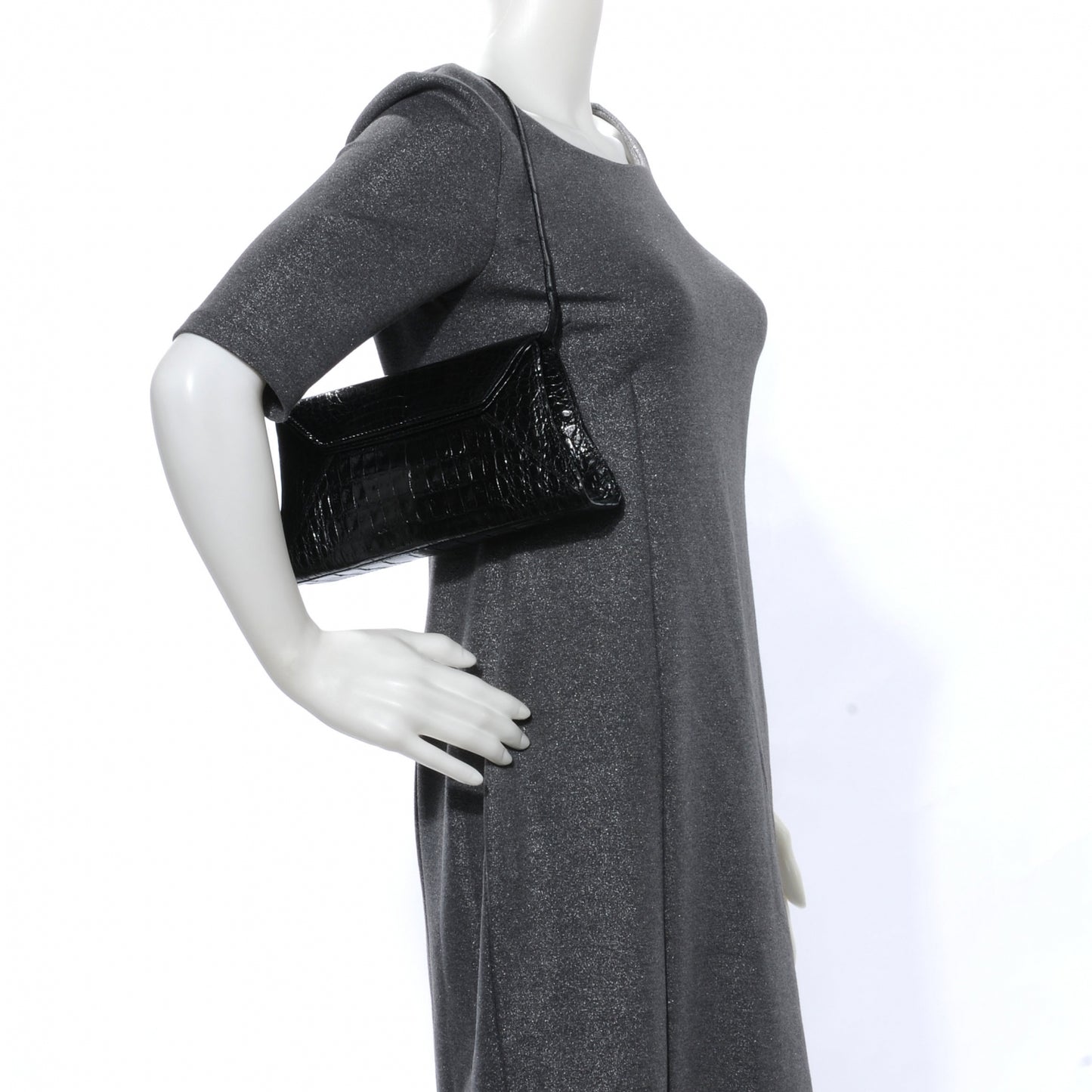 Crocodile Envelope Clutch Black