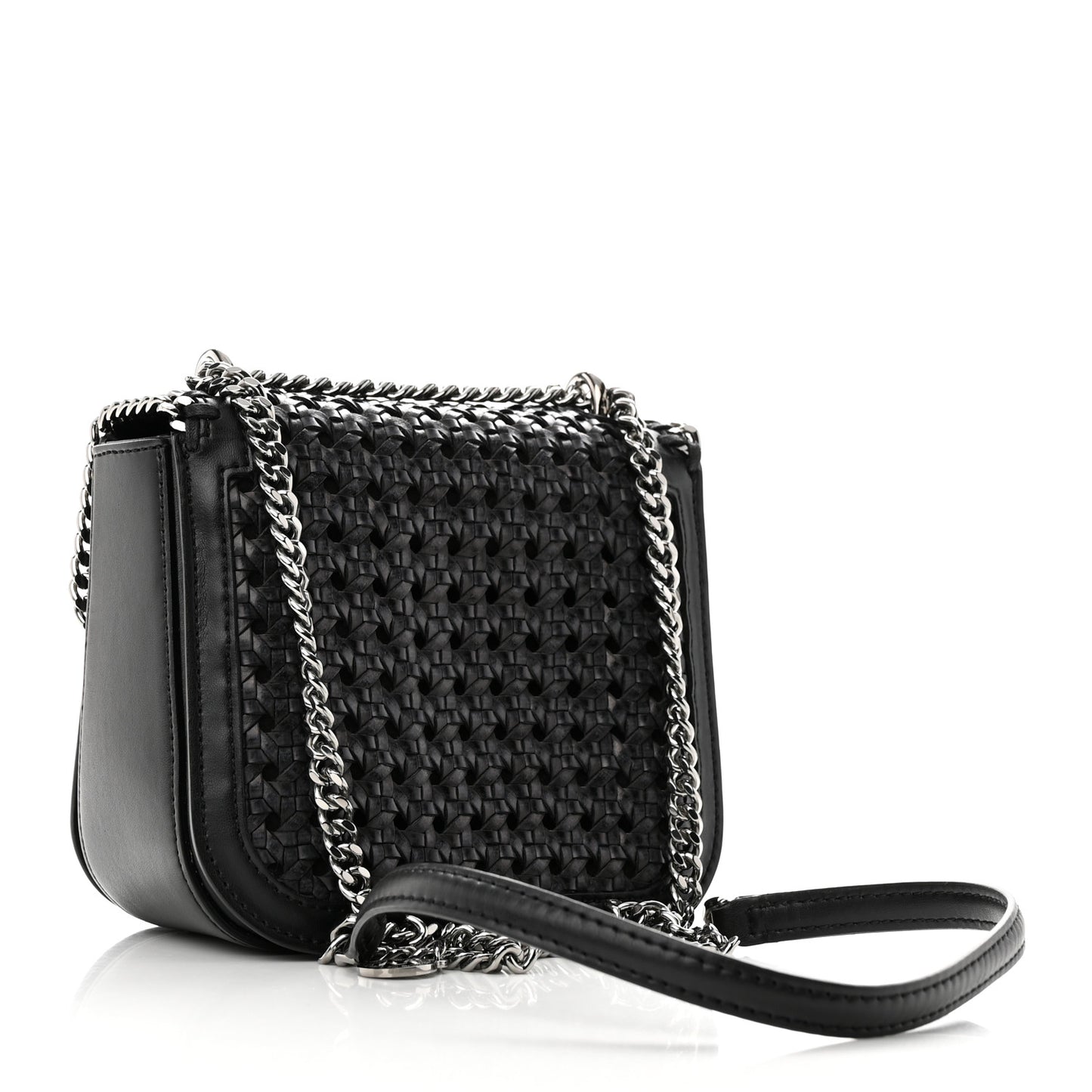 Eco Alter Nappa Woven Mini Falabella Box Shoulder Bag Black
