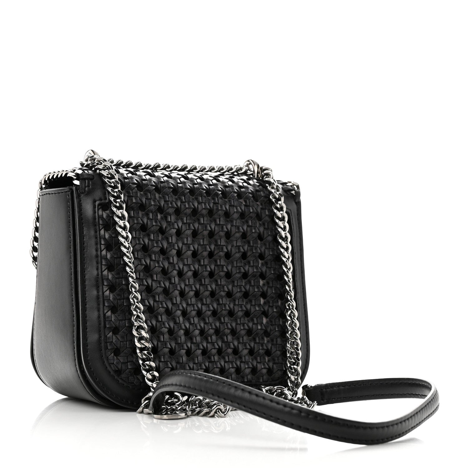 Stella McCartney Eco Alter Nappa Woven Mini Falabella Box Shoulder Bag Black 3 of 9