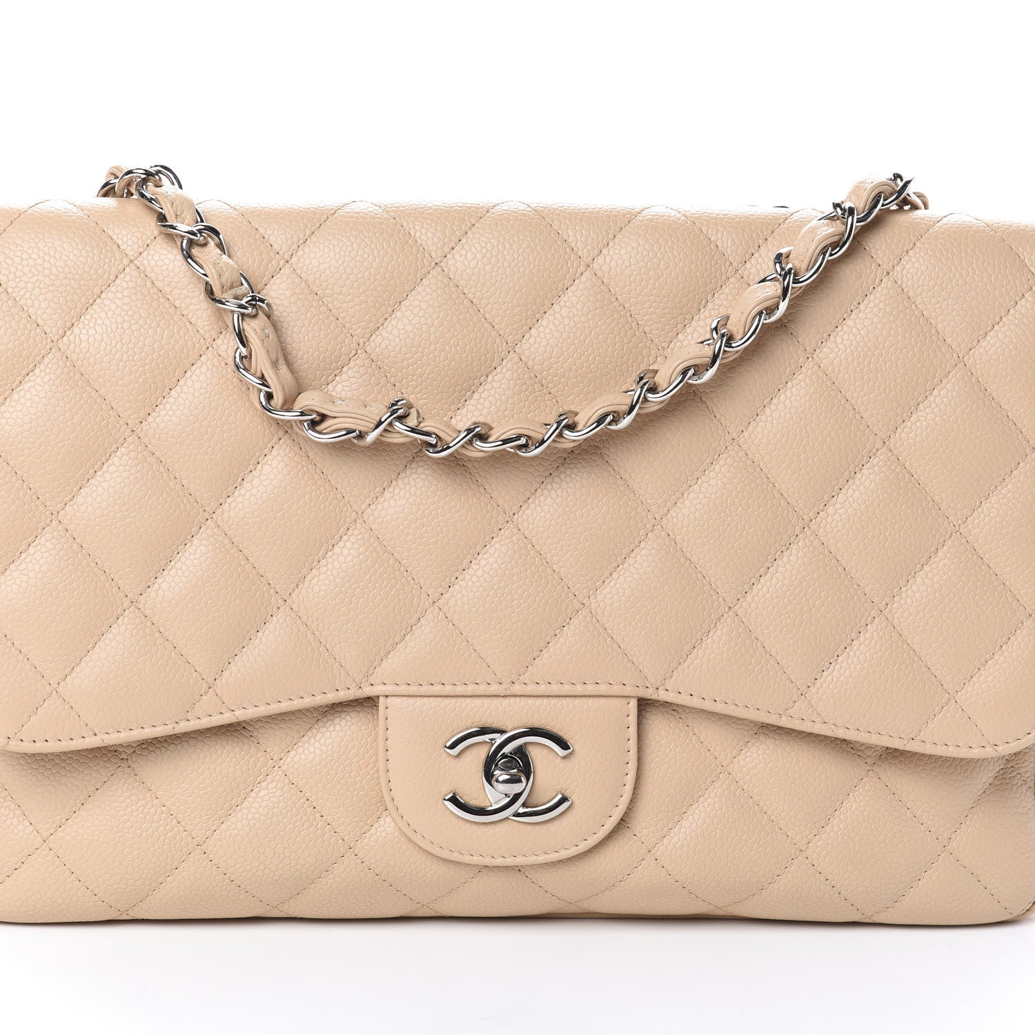 Chanel Caviar Quilted Jumbo Single Flap Beige Clair 8 of 10