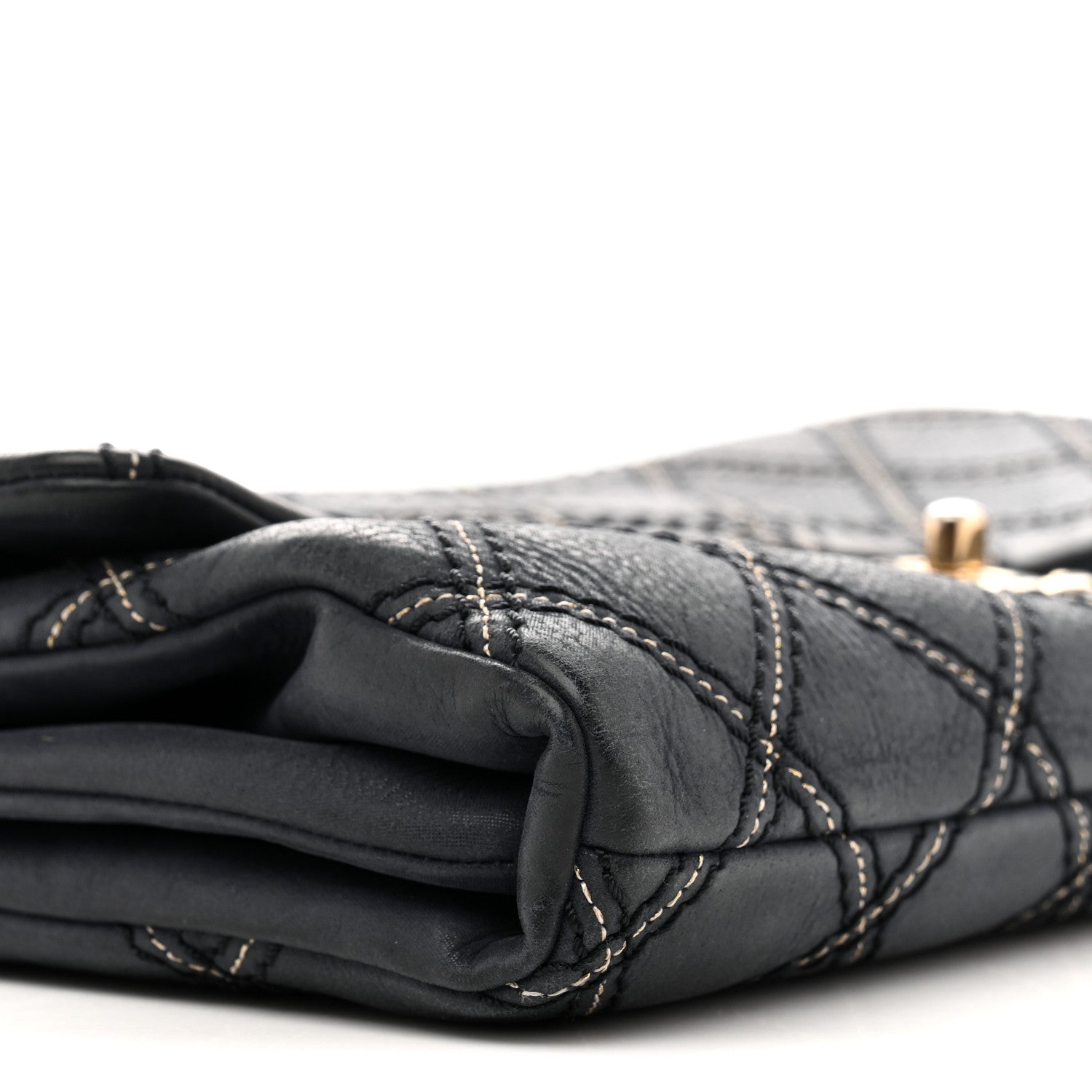 Chanel Iridescent Calfskin Triple Stitched Medium Flap Navy 10 of 16