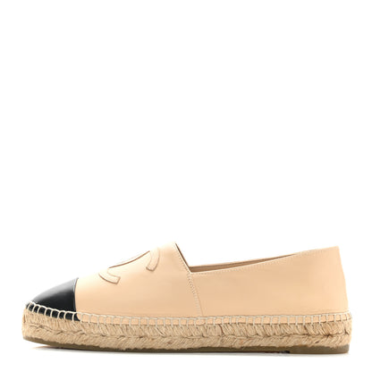 Chanel Lambskin CC Espadrilles 39 Beige Black 1 of 11