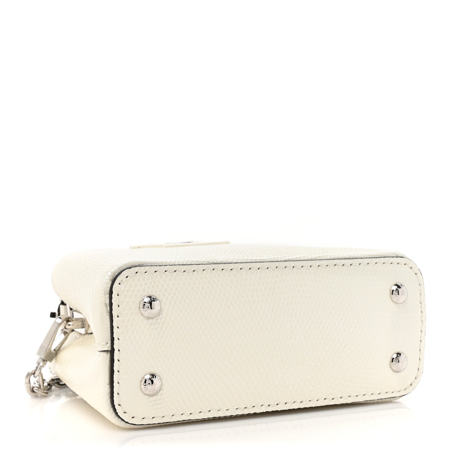 Taurillon Lizard Flower Chain Capucines Nano Ivory Sparkle