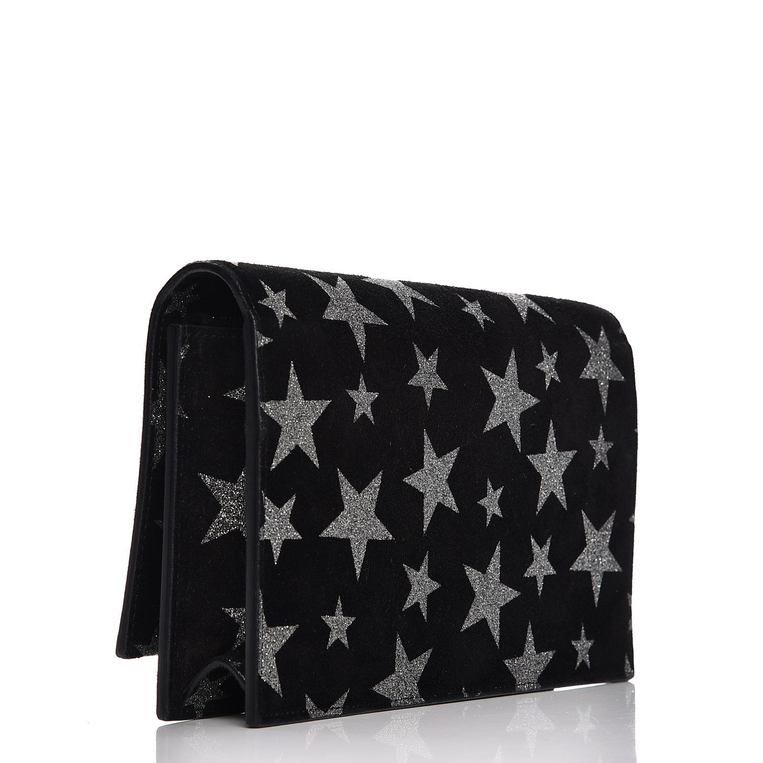 Saint Laurent Suede Calfskin Monogram Tassel Stars Chain Wallet Black 3 of 10
