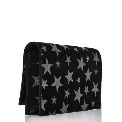 Saint Laurent Suede Calfskin Monogram Tassel Stars Chain Wallet Black 3 of 10