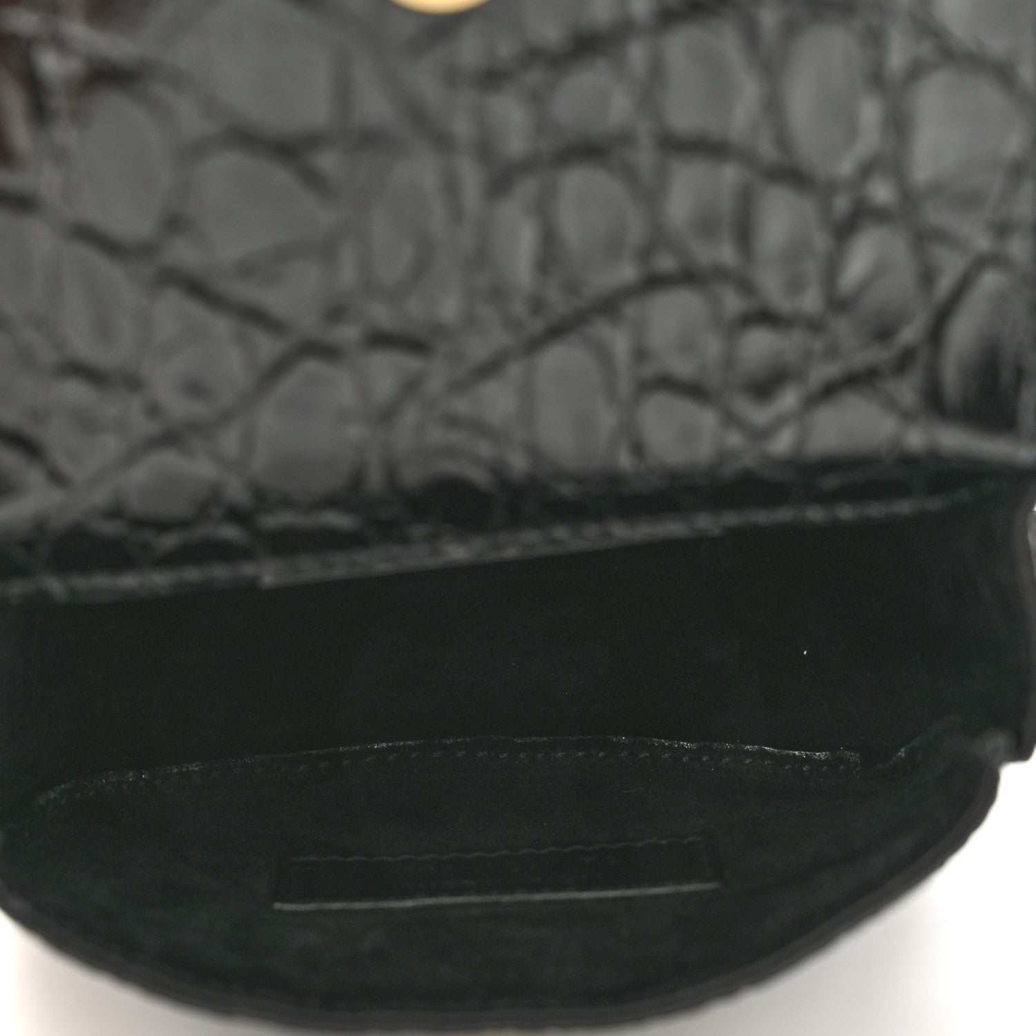 Saint Laurent Shiny Calfskin Crocodile Embossed Monogram Kaia Belt Bag Black 5 of 10