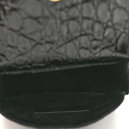 Saint Laurent Shiny Calfskin Crocodile Embossed Monogram Kaia Belt Bag Black 5 of 10