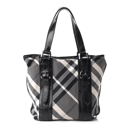 Burberry Nylon Beat Check Small Victoria Tote Black 1 of 12