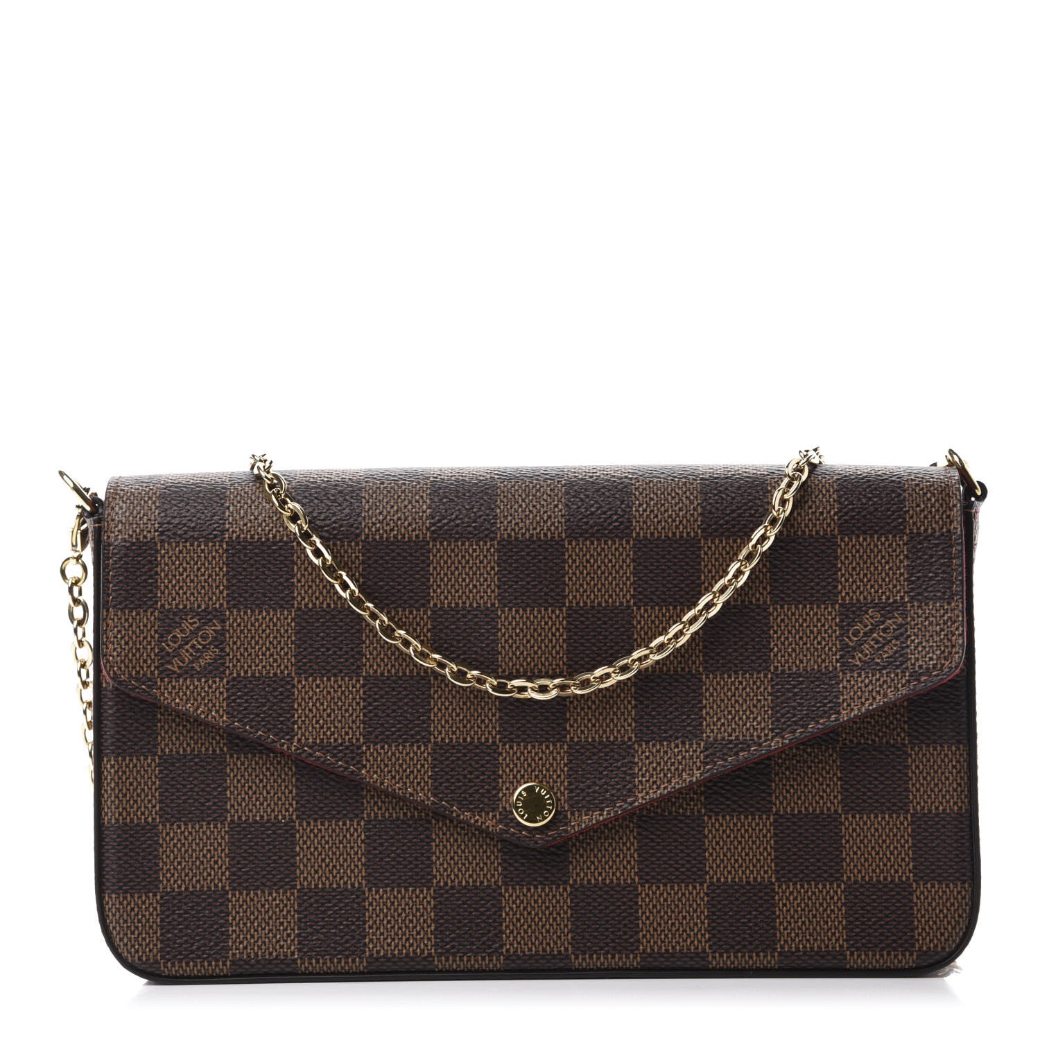 Louis Vuitton Damier Ebene Pochette Felicie Chain Wallet 1 of 11