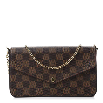 Louis Vuitton Damier Ebene Pochette Felicie Chain Wallet 1 of 11