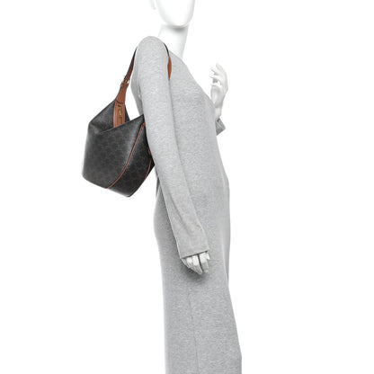 Celine Calfskin Triomphe Canvas Small Heloise Shoulder Bag Tan Tan 2 of 10