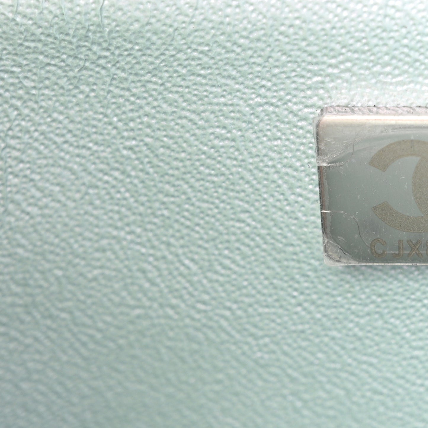 Iridescent Calfskin Quilted Mini Rectangular Flap Light Blue
