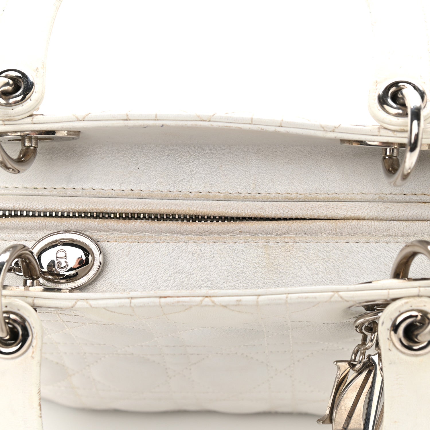 Christian Dior Lambskin Cannage Medium Lady Dior White 11 of 24