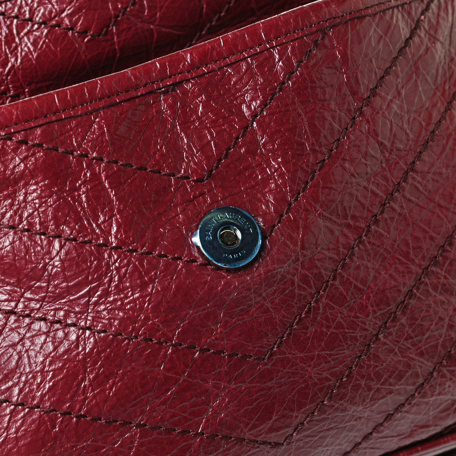 Saint Laurent Crinkled Calfskin Matelasse Monogram Large Niki Chain Satchel Rouge Legion 18 of 21