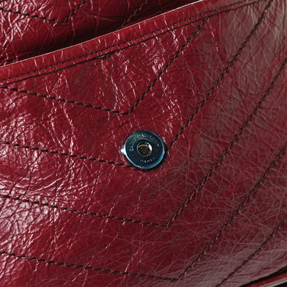 Saint Laurent Crinkled Calfskin Matelasse Monogram Large Niki Chain Satchel Rouge Legion 18 of 21